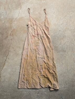 Vintage Y2k 90s Silk Dyed Submersive Maxi Slip earthy Dress Dystopian M/L